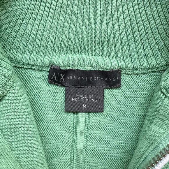 Armani Exchange Green Ribbed Quarter Zip Turtleneck Sweater M - Picture 4 of 8